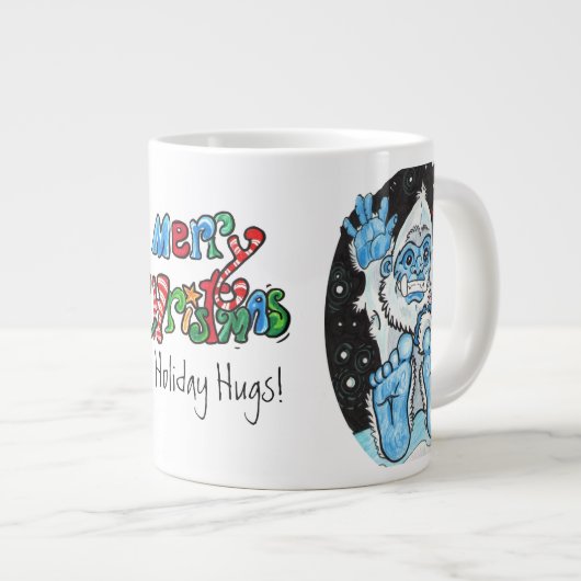 Grande Tasse Hugs de vacances Yeti~tasse spécialisée (Devant droit)