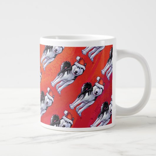 Grande Tasse Husky à Santa Hat Sur Rouge (Droite)