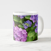Grande Tasse Hydrangées, Bleu, Rose, Mauve, Feuilles verts (Devant droit)