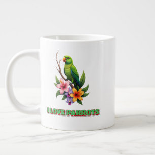 Grande Tasse "I Lots Parrots - Perroquet Tropical Coloré & Flow
