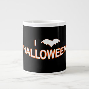 Grande Tasse I Love Halloween (chauve-souris) Orange Blanc