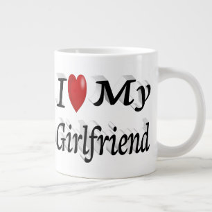 Grande Tasse I Love My Girlfriend mignon texte noir