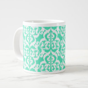 Grande Tasse Ikat Moorish Damask - aqua blanc os Chine Mu