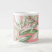 Grande Tasse Île tropicale Rose, Blush, Vert Floral (Devant)