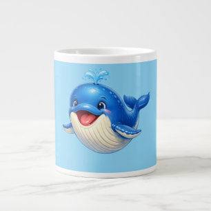Grande Tasse Illustration de baleine mignonne aux grands yeux A