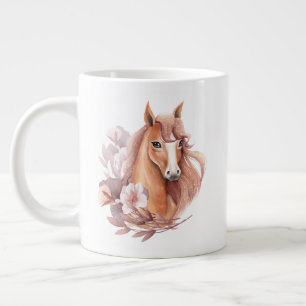 Grande Tasse Illustration de cheval floral