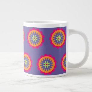 Grande Tasse illustration de formes florales orange et rose