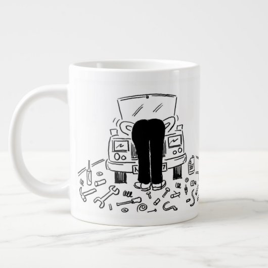 Grande Tasse Illustration de la mécanique automobile sur un (Gauche)