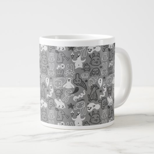 Grande Tasse illustration de motif de griffonnages (Devant droit)