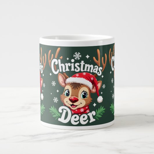 Grande Tasse Illustration du cerf de Noël mignon (Devant)