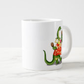 Grande Tasse Illustration D'Un Brontosaurus Jouant À Maracas. (Devant droit)