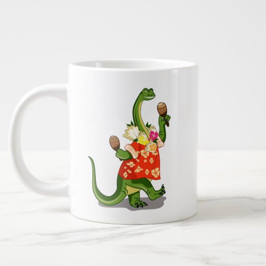 Grande Tasse Illustration D'Un Brontosaurus Jouant À Maracas. (Gauche)