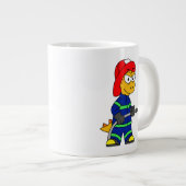 Grande Tasse Illustration D'Un Pompier Tyrannosaurus Rex. (Devant droit)
