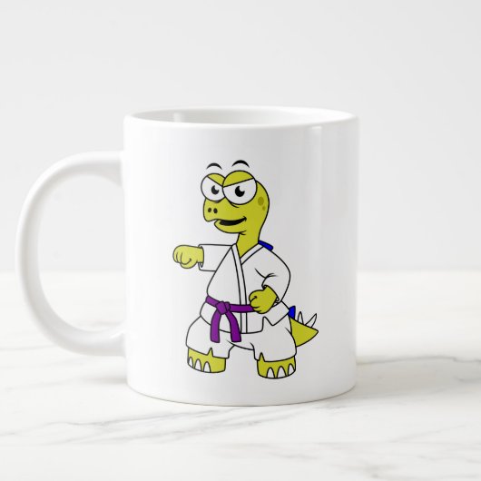 Grande Tasse Illustration D'Un Stégosaurus Pratiquant Le Karaté (Gauche)