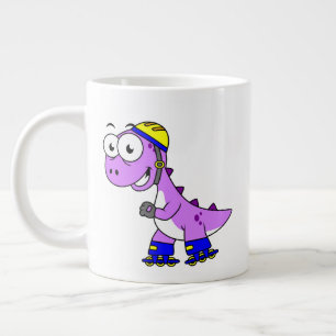 Grande Tasse Illustration D'Un Tyrannosaurus Rex De Patinage.