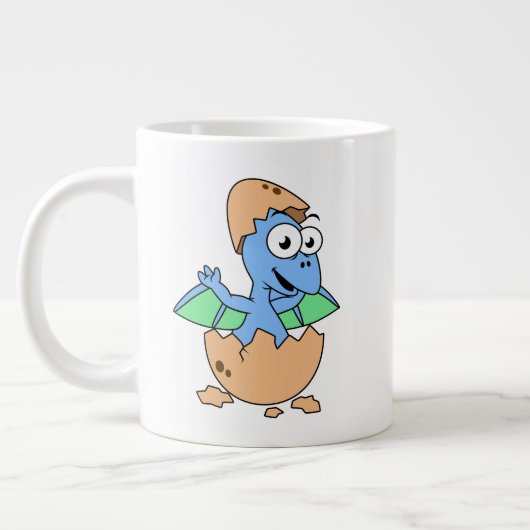 Grande Tasse Illustration Mignonne D'Une Éclosion De Ptérodacty (Gauche)