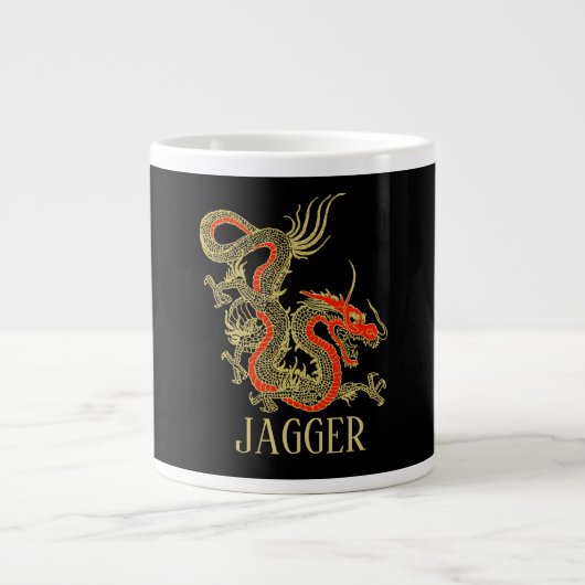Grande Tasse Imaginaire rouge noir Dragon chinois (Devant)