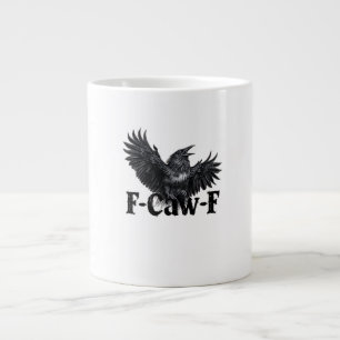 Grande Tasse Impression d'art de corbeau en colère F-Caw-F Art