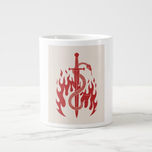 Grande Tasse Impression d'art Risographe Serpent et Épée | Flam (Devant)