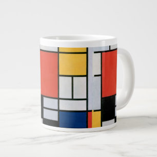 Grande Tasse Impression de composition de Piet Mondrian rouge j
