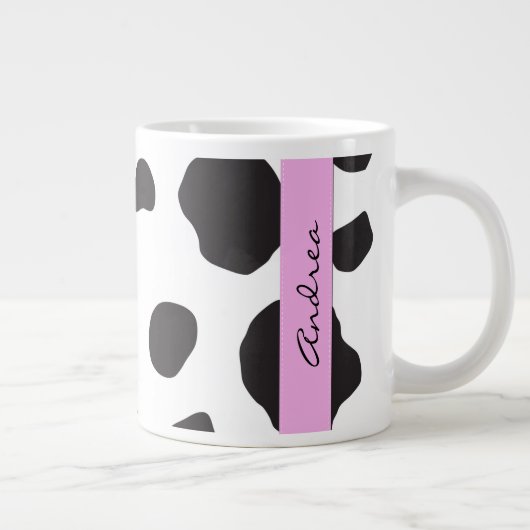 Grande Tasse Impression De Vache, Spots De Vache, Noir Et Blanc (Droite)