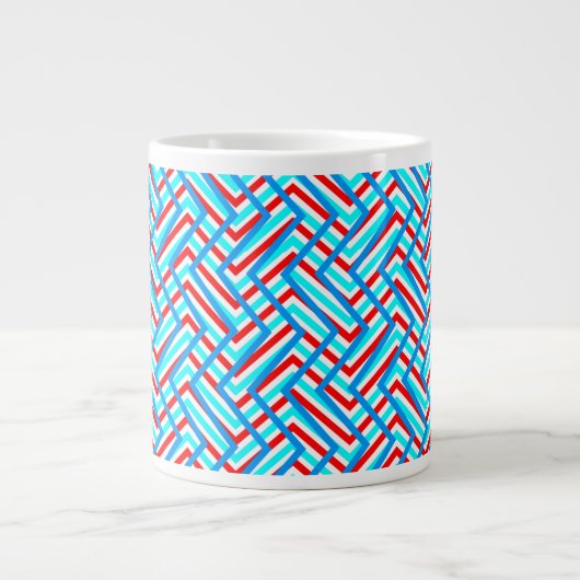 Grande Tasse Impression graphique rétro rouge et bleu (Devant)