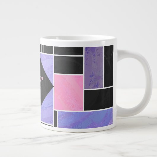 Grande Tasse Impression noire violet mondriaque (Droite)