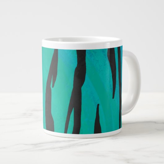 Grande Tasse Impression Tigre Noir et Turquoise (Devant droit)