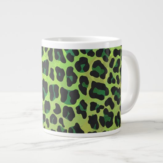 Grande Tasse Imprimé léopard noir et vert (Devant droit)