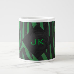 Grande Tasse Imprimé noir et vert monogramme zèbre