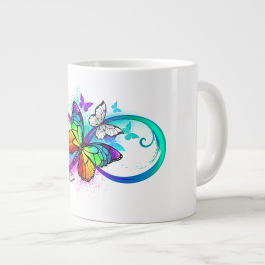 Grande Tasse Infini lumineux avec papillon arc-en-ciel (Devant droit)