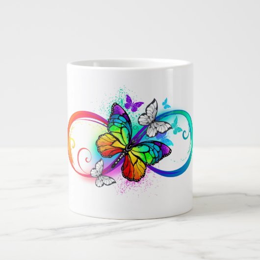 Grande Tasse Infini lumineux avec papillon arc-en-ciel (Devant)