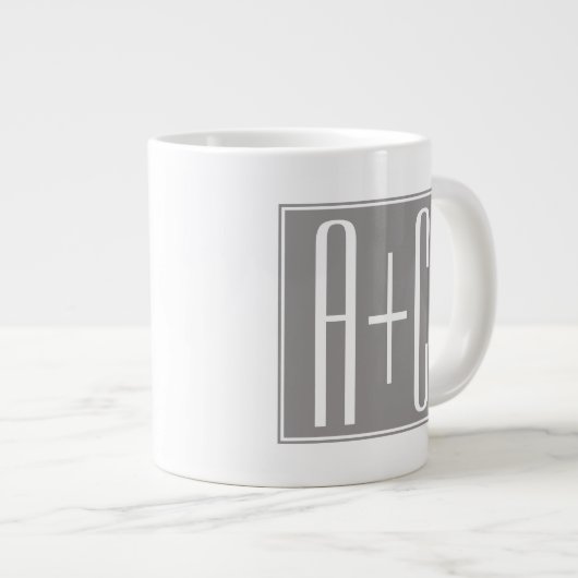 Grande Tasse Initails ou Other Text | White & Grey (Devant droit)