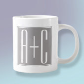 Grande Tasse Initails ou Other Text | White & Grey