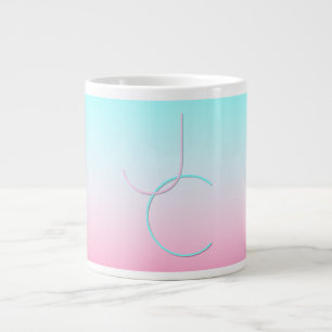 Grande Tasse Initiales 2 superposées modernes   Turquoise Rose