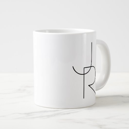 Grande Tasse Initiales de chevauchement modernes 2 | Noir en bl (Devant droit)
