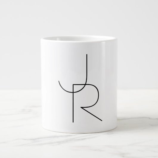 Grande Tasse Initiales de chevauchement modernes 2 | Noir en bl (Devant)