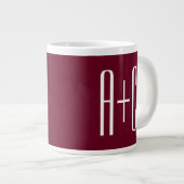 Grande Tasse Initiales de couples simples | Blanc et bordeaux (Devant droit)