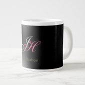 Grande Tasse Initiales de monogramme gris noir Simple (Devant droit)