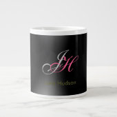 Grande Tasse Initiales de monogramme gris noir Simple (Devant)
