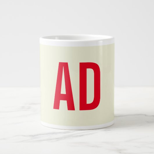 Grande Tasse Initiales minimalistes modernes Monogramme rouge B (Devant)