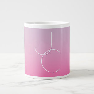 Grande Tasse Initiales superposées Modern 2 Ombre rose