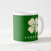 Grande Tasse Irlandais Lucky Four Leaf Clover avec le nom vert (Devant droit)