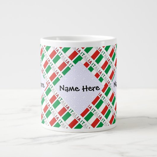 Grande Tasse Italia e Bandiera Italiana Carreaux avec votre nom (Devant)