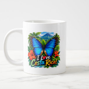 Grande Tasse J'adore le Morpho Bleu et le Toucan du Costa Rica