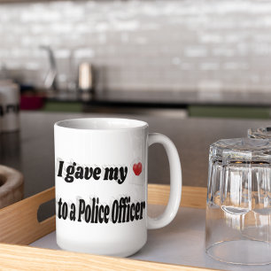 Grande Tasse J'ai donné mon coeur à un policier texte