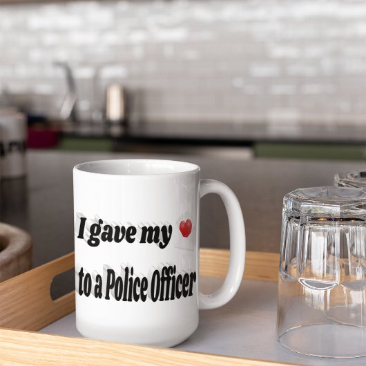 Grande Tasse J'ai donné mon coeur à un policier texte