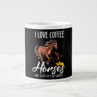 Grande Tasse J'Aime Les Chevaux De Café Et Beaucoup De Mauvais