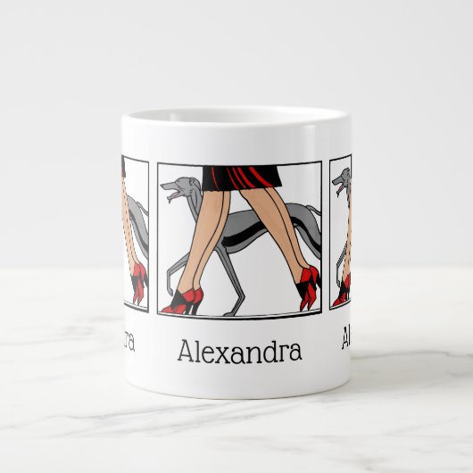 Grande Tasse Jambes Art déco femmes Greyhound Whippet Chien R (Devant)
