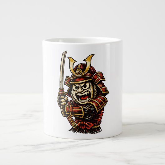 Grande Tasse Japanese Samurai Warrior Red Armor Cartoon Art (Devant)